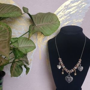 Silver Heart Scroll Necklace